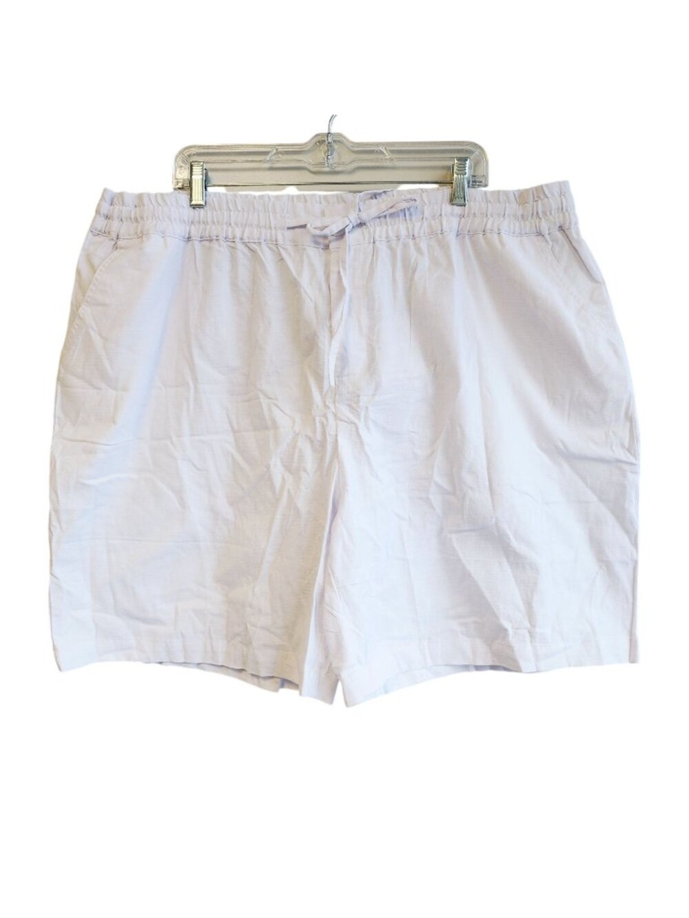 White Mens Elastic Waist Drawstring Shorts 3XL Side Pockets Lightweight RQP